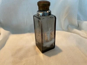 Antique Victorian Mary Gregory Glass 5" Grey Smoke Perfume Bottle Boy Pond  - Picture 1 of 5