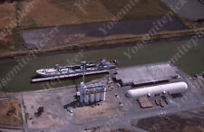 sl50 Original Slide 1970's port Sacramento Grain Silo river / ship 164a