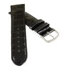 Feines Alligator Leder Uhrenarmband Modell Genf-71S XL-extralang schwarz 20 mm