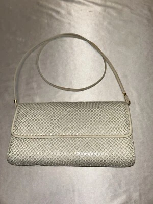 Vintage Whiting and Davis White Metal Mesh Purse Evening Bag Clean Inside 60’s - Image 1 of 4