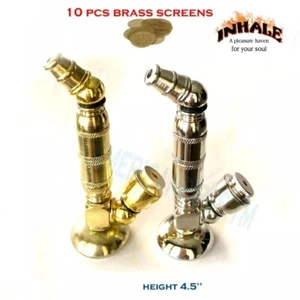 Inhale®️2 PCS small long Chamber metal smoking Pipe w 10 brass screens - Picture 1 of 3