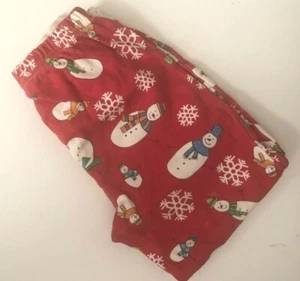 Red 5-6 SNOWMAN Snowflake PJ Xmas Sleep KNIT PANTS Pajama Lounge Boys Girls S - Picture 1 of 5