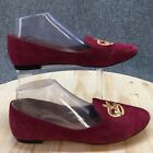 Talbots Shoes Womens 8.5M Ballet Flats Casual Slip On Burgundy Suede Embroidered