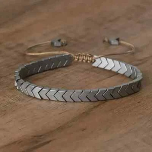 Natural Hematite Adjustable Braided Bracelet Energy Protection Healing Gift - Picture 1 of 7