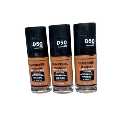 3 Covergirl Trublend Matte Made Liquid Foundation D-50 Deep Golden 12-hr Dúo - Image 1 of 4