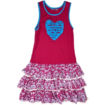 Vestido sin mangas Jelly The Pug talla 14 corazón niñas en capas rosa aguamarina sin mangas usado en excelente estado Foto 1 de 4