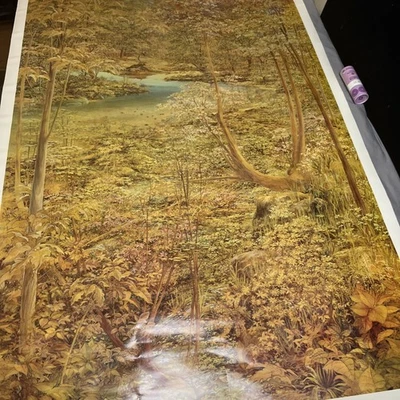 VINTAGE 1979 Pomegranate POSTER Forest Landscape By Nick Hyde Huge - Image 1 of 4
