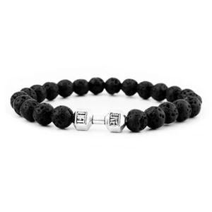 Pulsera Mancuerna Cuentas Lava para Hombre, Pulsera Peso 8Mm Pulsera Lava Rock - Imagen 1 de 7