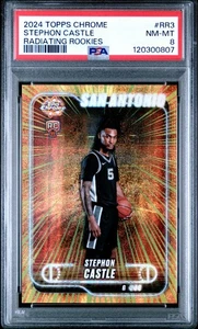 2024-25 Topps Chrome Stephon Castle #RR3 RC Radiating Rookies PSA 8 (TRN - Picture 1 of 2