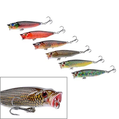 6 Stück Minnow Crankbait Kunstköder Fischköder Angeln Köder Haken Hecht Wobbler - Bild 1 von 4