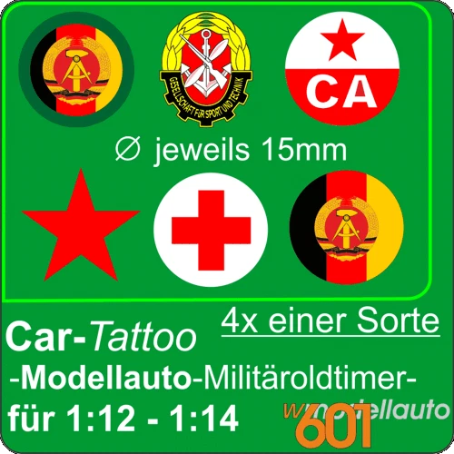 4x Aufkleber Modellauto Hoheitszeichen DDR NVA oder CA Sowjetarmee oder GST o.ä. - Bild 1 von 1