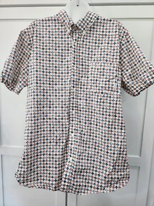 Ben Sherman Men’s Short Sleeve Button Up Size XL Orange Navy Blue Cream - Picture 1 of 6