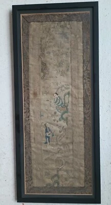 Antique Chinese Silk Forbidden Embroidery Sleeve Panel, Qing, 19th C? 21" X 9" - Image 1 of 4