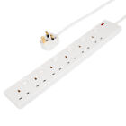 6 Way Mains Extension Lead 2M Metre Individually Switched Gang Power Cable White