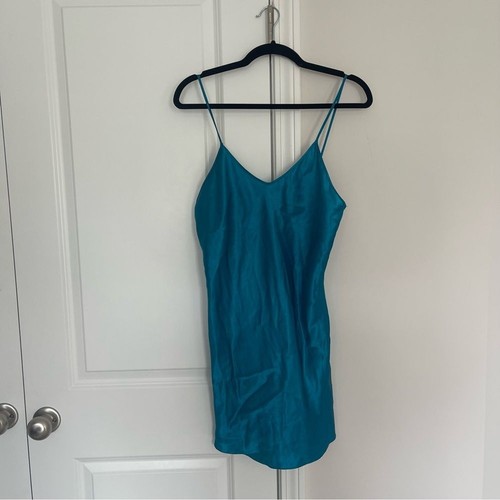UNDERCOVER Abito Victoria's Secret Vintage Etichetta Oro Blu Teal Slip