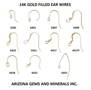 14K Gold gefüllt Haken Ohr Drähte & Französisch Ohr Drähte 11 Stile + 4 Stck-10 Stck-20 Stck. - Bild 1 von 45