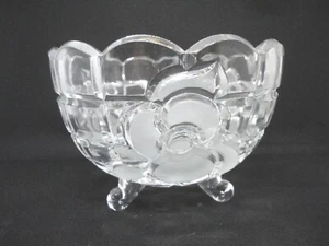 FTD Glass Footed Candy Dish Clear with Frosted Flowers Excellent - Picture 1 of 4