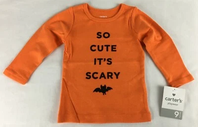 NUEVO CON ETIQUETAS Carter's So Cute It's Scary Talla 9 Meses Naranja L/S Camisa Tejida Halloween  Foto 1 de 4