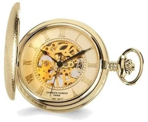 Charles Hubert Gold-Finish Brass Skeleton Pocket Watch - Picture 1 of 4