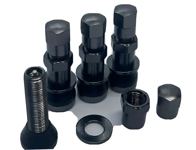 4 PCs Aluminium Wheel Valve Stems with Caps Universal Fit. Hyper Black Color - Image 1 of 2
