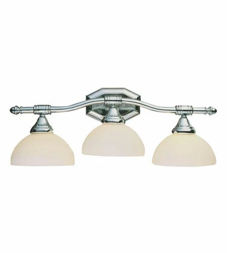 Bull Nose 3 Light Brushed Nickel And Opal Glass Vanity Wall Light $177 - Image 1 of 1