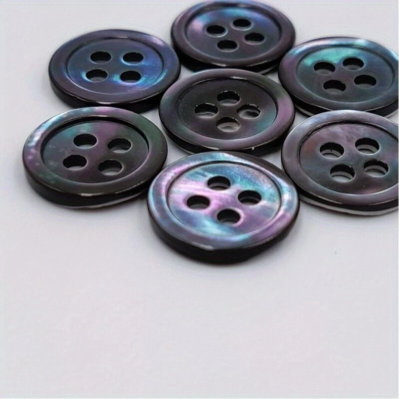 10pcs Natural Shell 4-hole Flat Button Garment DIY Shirt Coat Sewing Craft - Image 1 of 4