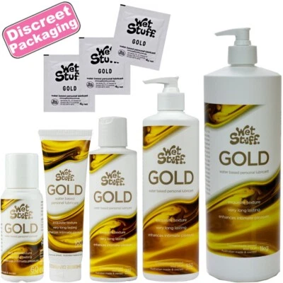 WET STUFF GOLD Personal Lubricant Water Based Lube EDIBLE Sex Toy Condom Safe - image 1 of 4