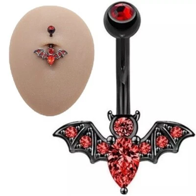 Barras para el vientre Piercing Barra Murciélago Joyería Ombligo Botón Cuerpo Anillo Cuelga Plata Foto 1 de 4
