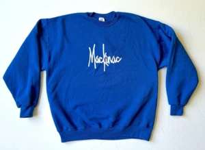 VTG Jerzees Mackinac Super Sweats Crewneck Sweatshirt Blue sz XL Mackinaw MI - Picture 1 of 6