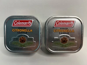 2 Coleman Pine Scented Citronella Candle with Wooden Crackle Wick 6 oz Tin 25 Hr - Picture 1 of 3