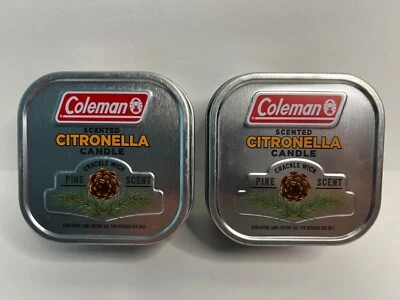 2 Coleman Pine Scented Citronella Candle with Wooden Crackle Wick 6 oz Tin 25 Hr - Image 1 of 3