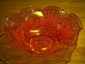 VINTAGE Carnival Glass CANDY NUTS BOWL  1930's Imperial Star Medallion - Picture 1 of 5