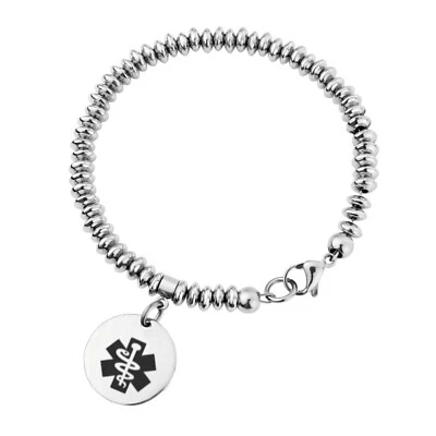 Hübsch Medizinisches Armband Alert Id Edelstahl Damen Eigener Graviert UK Ditto - Bild 1 von 4