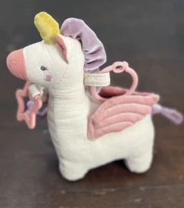 Itzy Ritzy Baby Toy Link Love Unicorn Teether Chime Rattle Soft Linen Velour - Imagen 1 de 5