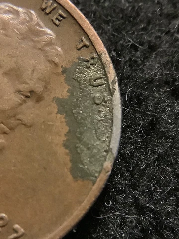 error coin, 1927 Penny, Retained Strikethrough Cover