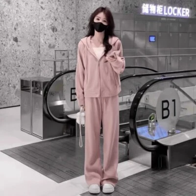 Mujer Cuello Redondo Pierna Ancha Pantalones Top 2 Piezas Traje Foto 1 de 4