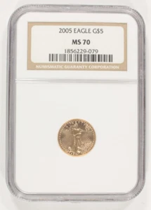 2005 1/10 Oz. G$5 Gold American Eagle Graded by NGC as MS-70 - Picture 1 of 2