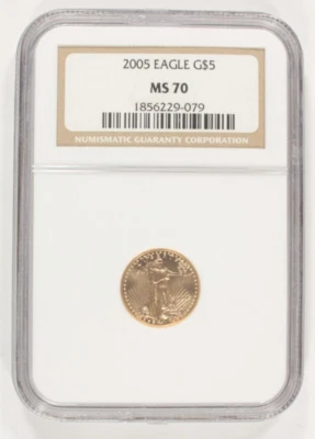 2005 1/10 Oz. G$5 Águila De Oro Americana Calificada Por NGC Como MS-70 - Imagen 1 de 2