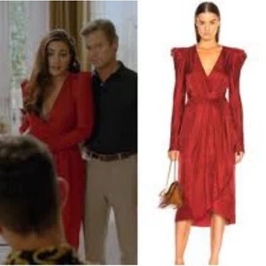 A.L.C. Carolina Dress Womens 8 Crimson Wrap Dress 100% Silk WornOnTV - Picture 1 of 16