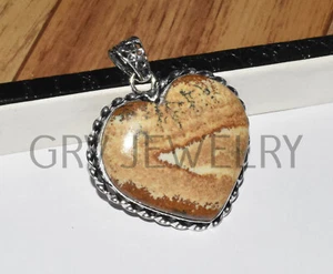 Picture Jasper Gemstone Heart Shape Pendant 925 Sterling Silver Plated FP-04 - Picture 1 of 6