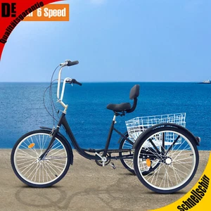 24 Zoll Dreirad Für Erwachsene 6-Gang Senioren 3-Rad Fahrrad Mit Einkaufskorb DE - Bild 1 von 14