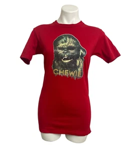 Star Wars 1977 Chewie Single Stitch Glitter Iron on T-shirt Vintage Red Women's - Picture 1 of 12