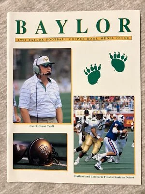 1991 Baylor Football Copper Bowl Media Guide Grant Teaff 42 Pages - Image 1 of 3