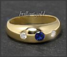 Diamant Brillant & Saphir Ring 0,35ct, 750 Gold Allianzring, Gelbgold Bandring