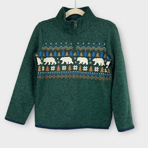 Sonoma Goods For Life Boy’s Size 6 Vintage Moss Green Winter Quarter Zip Sweater - Picture 1 of 5