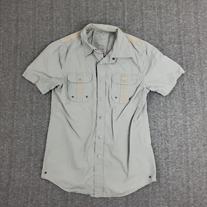 Fossil Shirt Mens S Gray Short Sleeve Utility Snap Button Down Gorpcore - Picture 1 of 11