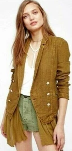 Free People XS Oversized Layered Ruffles Blazer Jacket Military - Picture 1 of 6