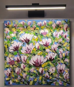 Original Palettenmesser Ölgemälde "Magnolienbaumplatte" Leinwand - Bild 1 von 10