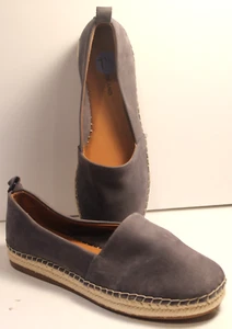 LUCKY BRAND WOMEN'S LORETTO GRAY SUEDE ESPADRILLE JUTE SOLE FLATS SZ 7.5 NEW - Picture 1 of 6