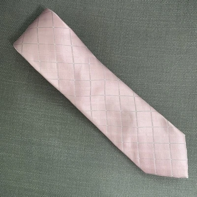 Corbata para hombre Michael Kors rosa claro rejilla Thanet mezcla de seda nueva con etiquetas Foto 1 de 3